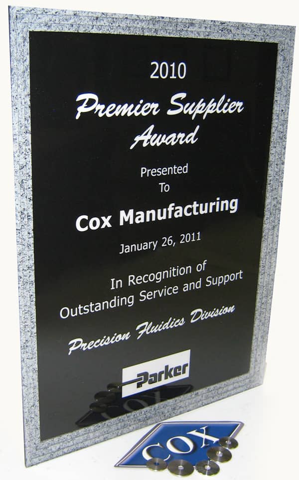 Cox Manufacturing receives Parker Hannifin Award