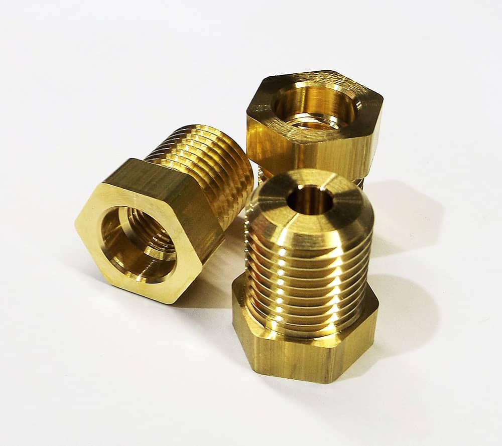 Precision CNC Machined Brass 360 Hex Part Pair